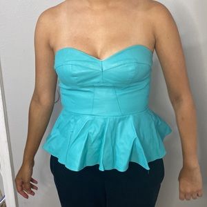 Leather strapless shirt